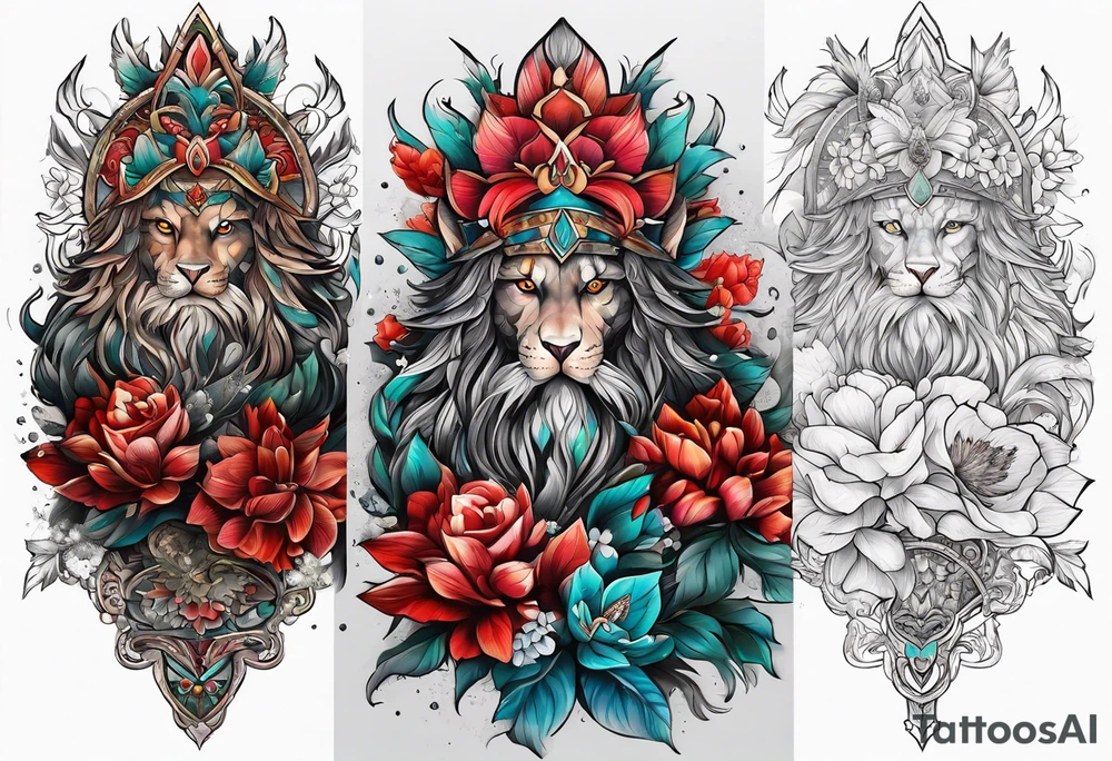 warrior, snow, flower tattoo idea