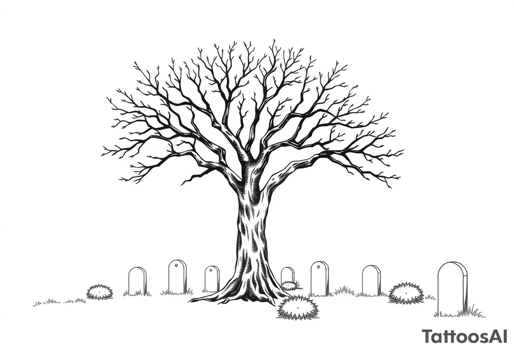 Laurel oak with Spanish moss in a cemetery tattoo idea
