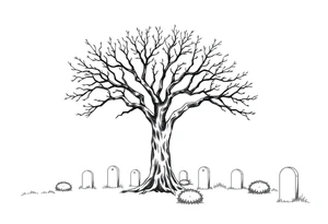 Laurel oak with Spanish moss in a cemetery tattoo idea
