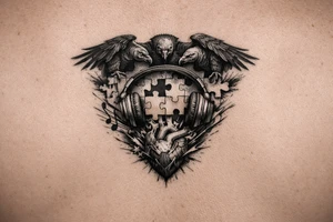 Dark thoughts move like voltures, music helps put my puzzle of life back together before the pressure in my bloodstream explodes tattoo idea