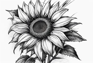 Sunflower, wheat, and barbed wire half sleeve tattoo idea