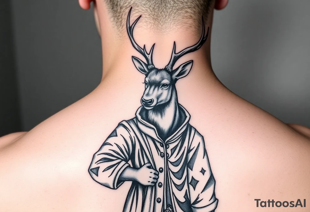 deer wearing wizards clothes tattoo idea