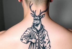 deer wearing wizards clothes tattoo idea