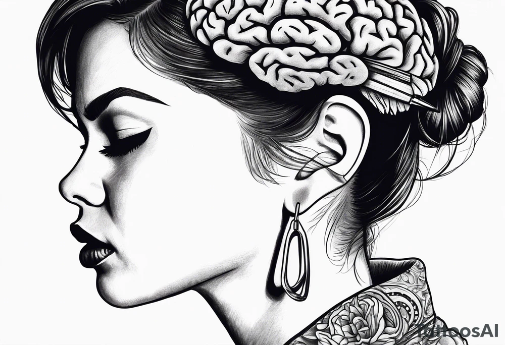 Woman eating her own brain tattoo idea