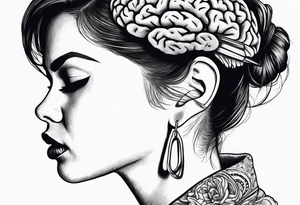 Woman eating her own brain tattoo idea