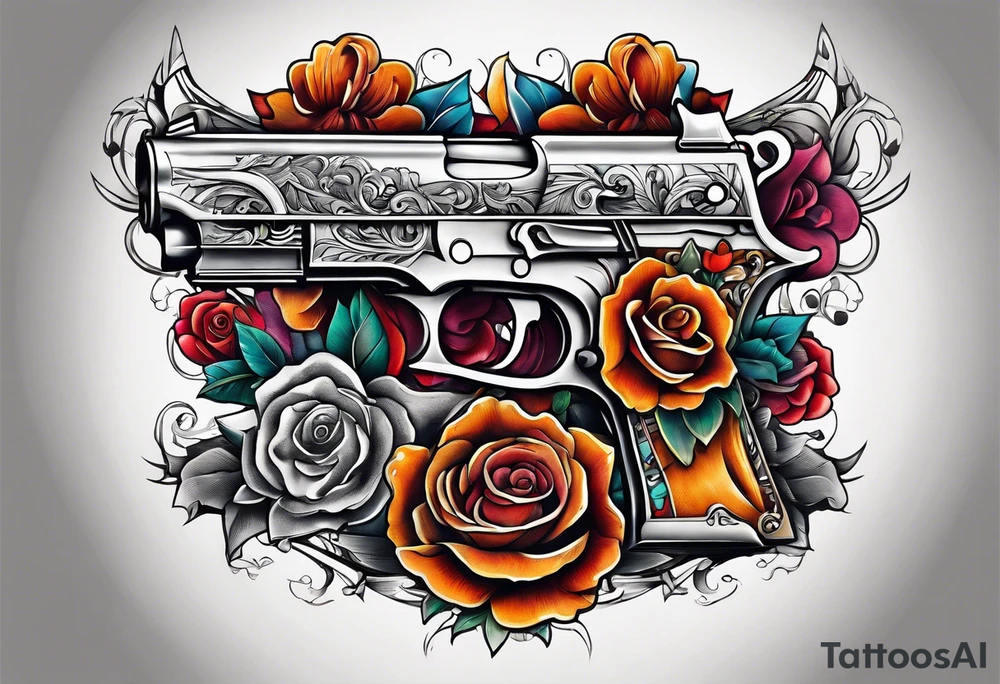The letters AR with pistols on each side tattoo idea