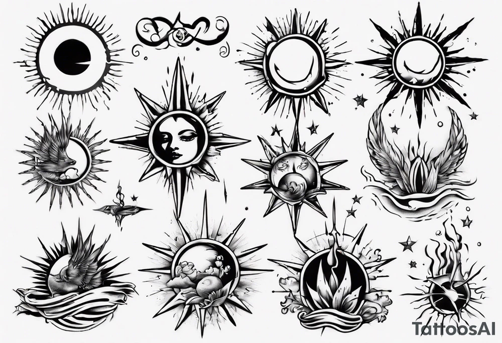 Wasser Nymphe Sonne tattoo idea