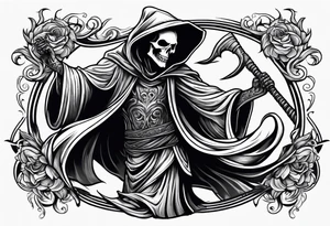 Grim reaper dances with girl tattoo idea