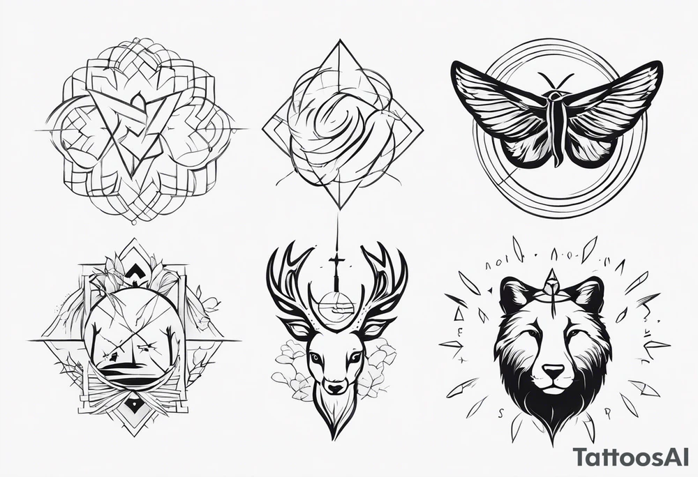 Emotions feeling/pain vs healing with resurrection from the pain and stronger you in the end by symbols with animals tattoo idea