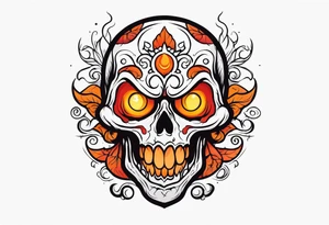 Ghost of skull that is red and orange tattoo idea