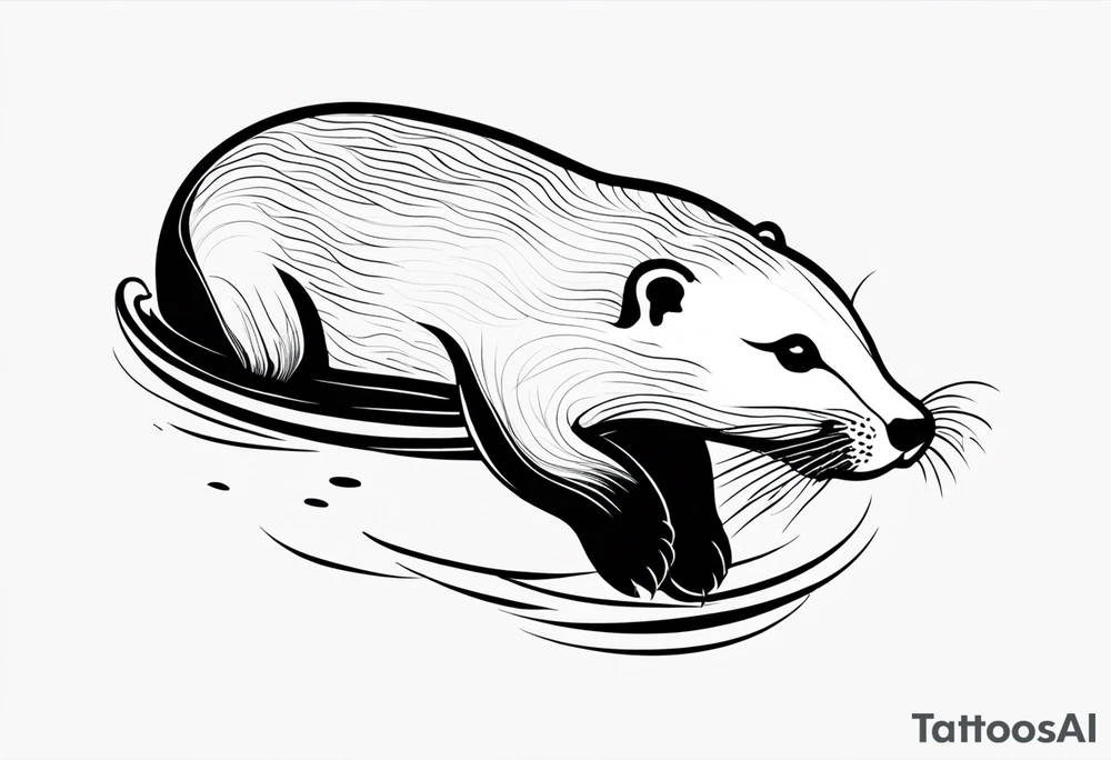 otter swimming tattoo idea