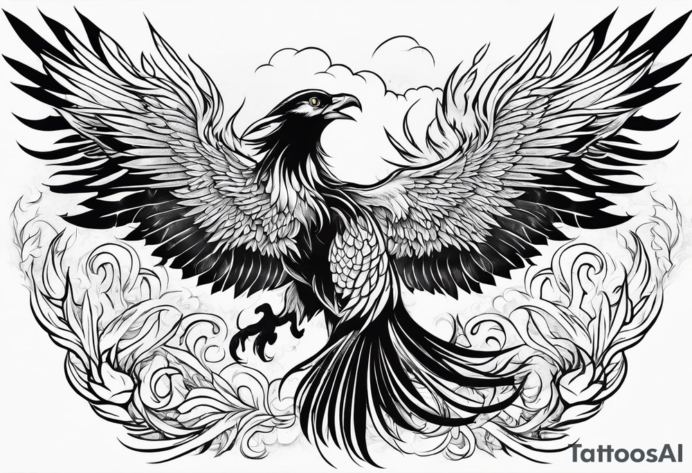 Phoenix rising from ashes tattoo idea