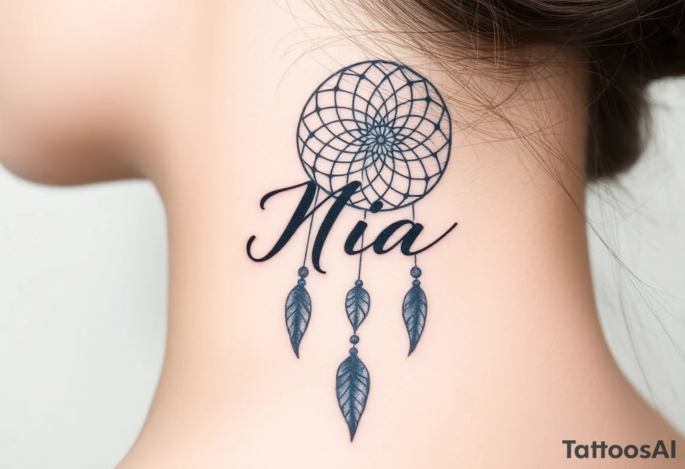 Name Nia in a  dreamcatcher tattoo idea