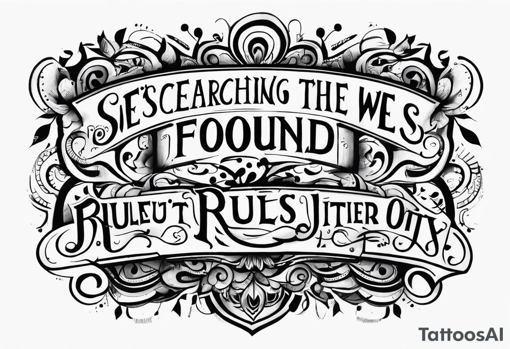 create a tato using the next lyric: "We were searching for reasons
To play by the rules
But we quickly found
It was just for fools" tattoo idea