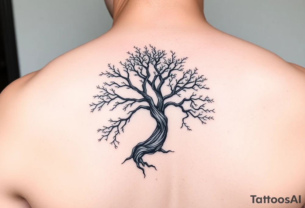 Tree moving in a spiral direction tattoo idea