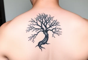 Tree moving in a spiral direction tattoo idea