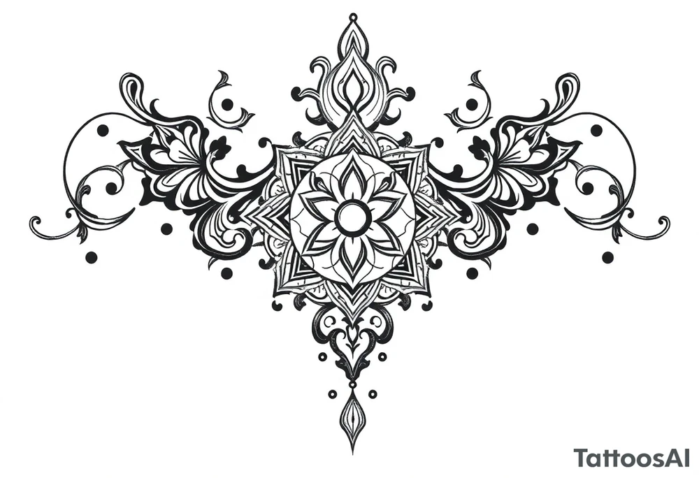 mytical shaman and witch ancient ornament with rhyme tattoo idea