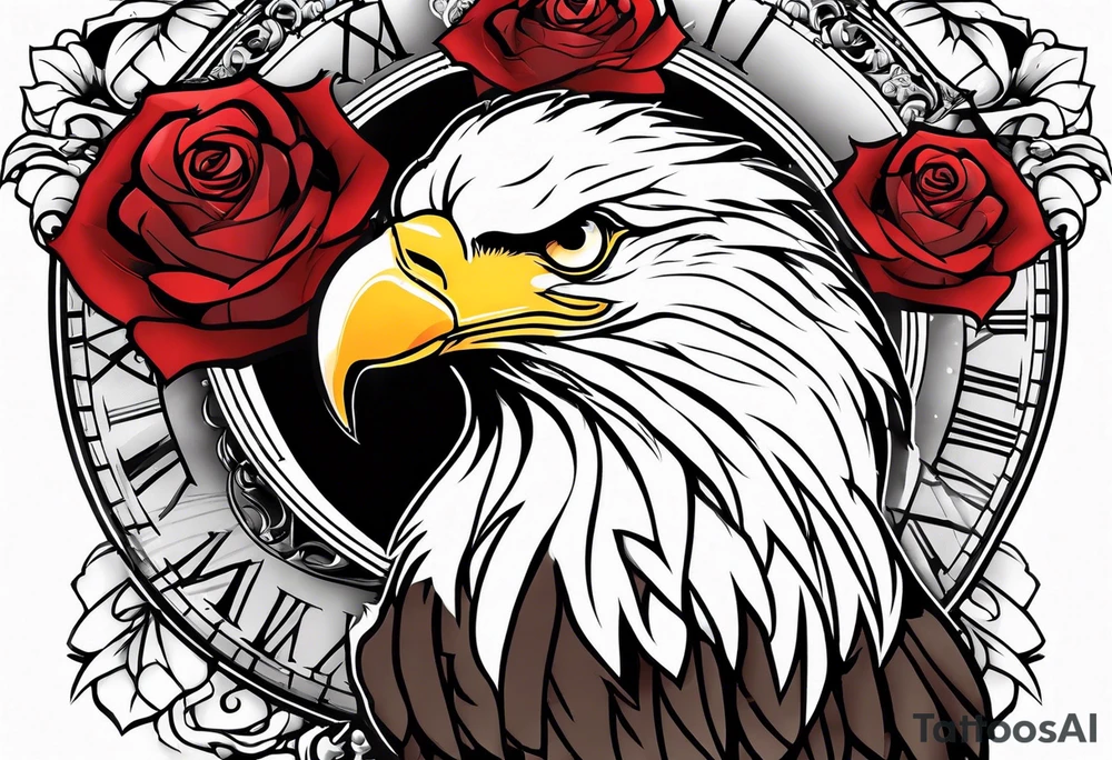 eagle, rose, clock , love tattoo idea