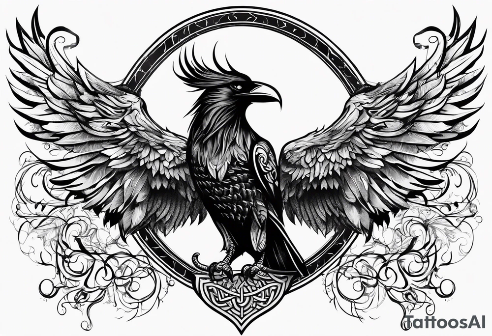 Viking Vegvisir with raven wings around it tattoo idea