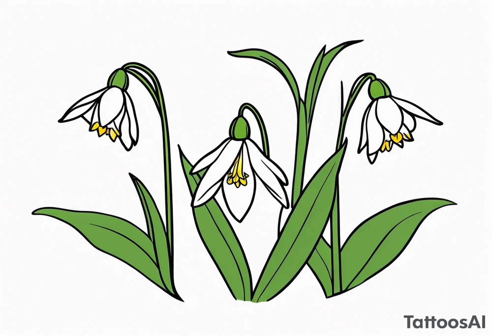 One snowdrop and Two honeysuckle blooms, tattoo idea
