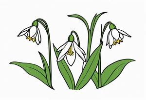 One snowdrop and Two honeysuckle blooms, tattoo idea