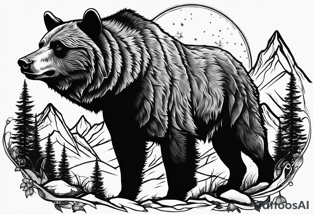 A grizzly bear and a wolf in the wild tattoo idea A grizzly bear and a wolf in the wild tattoo idea
