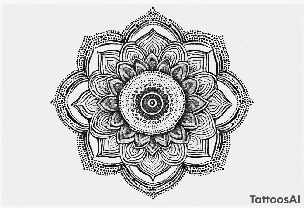A feminin minimalist mandala with simple dit chain tattoo idea