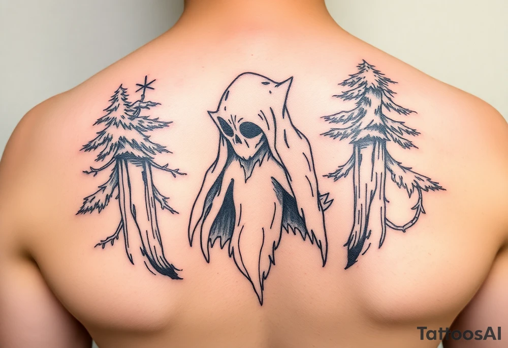 Forest ghost with snufkin form tattoo idea