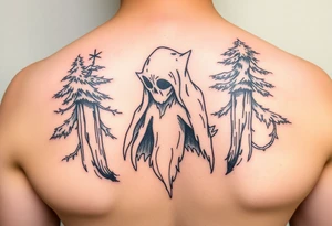 Forest ghost with snufkin form tattoo idea