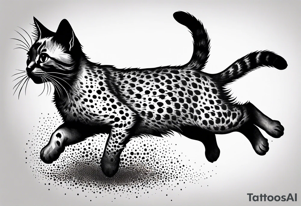Cat kitten jumping full body tattoo idea