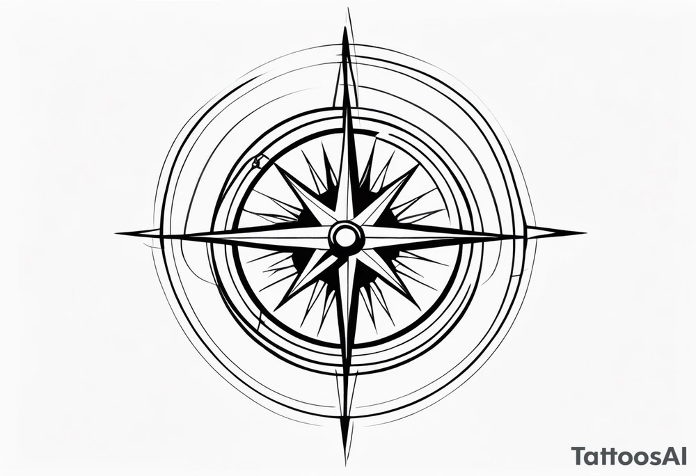 compass rose
 with long lines tattoo idea