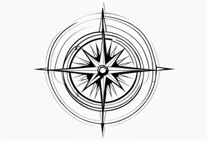 compass rose
 with long lines tattoo idea