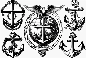 Cross with marine corps eagle globe and anchor tattoo idea