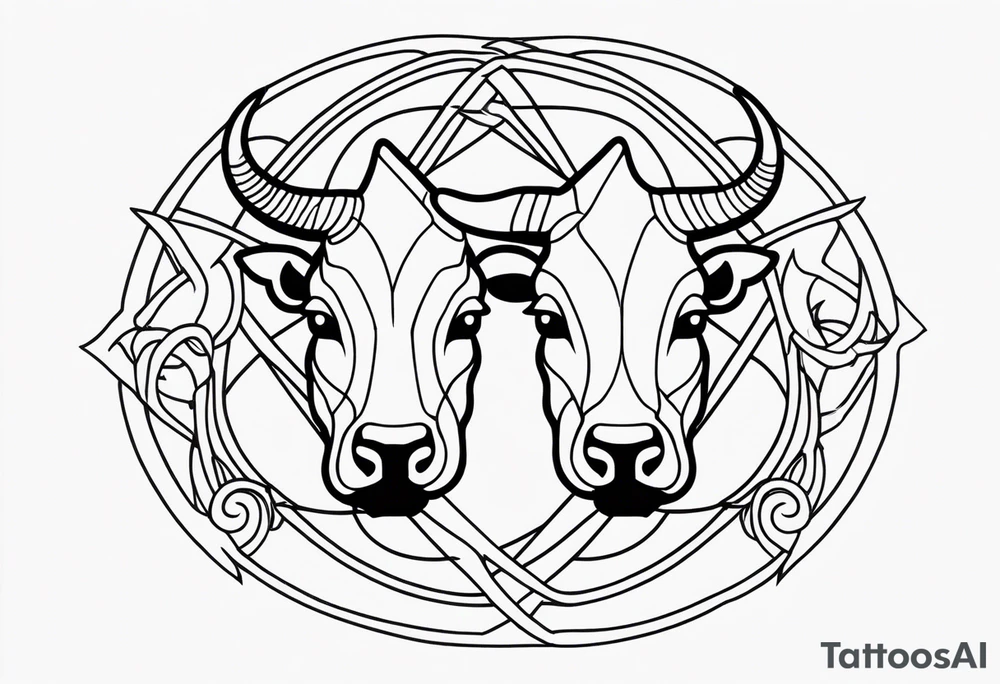 Gemini and taurus symbols intertwined tattoo idea