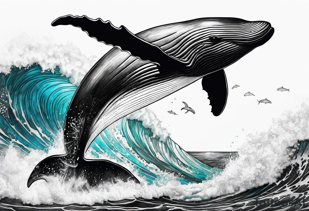 Hawaiian breaching whale tattoo idea