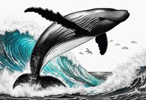 Hawaiian breaching whale tattoo idea