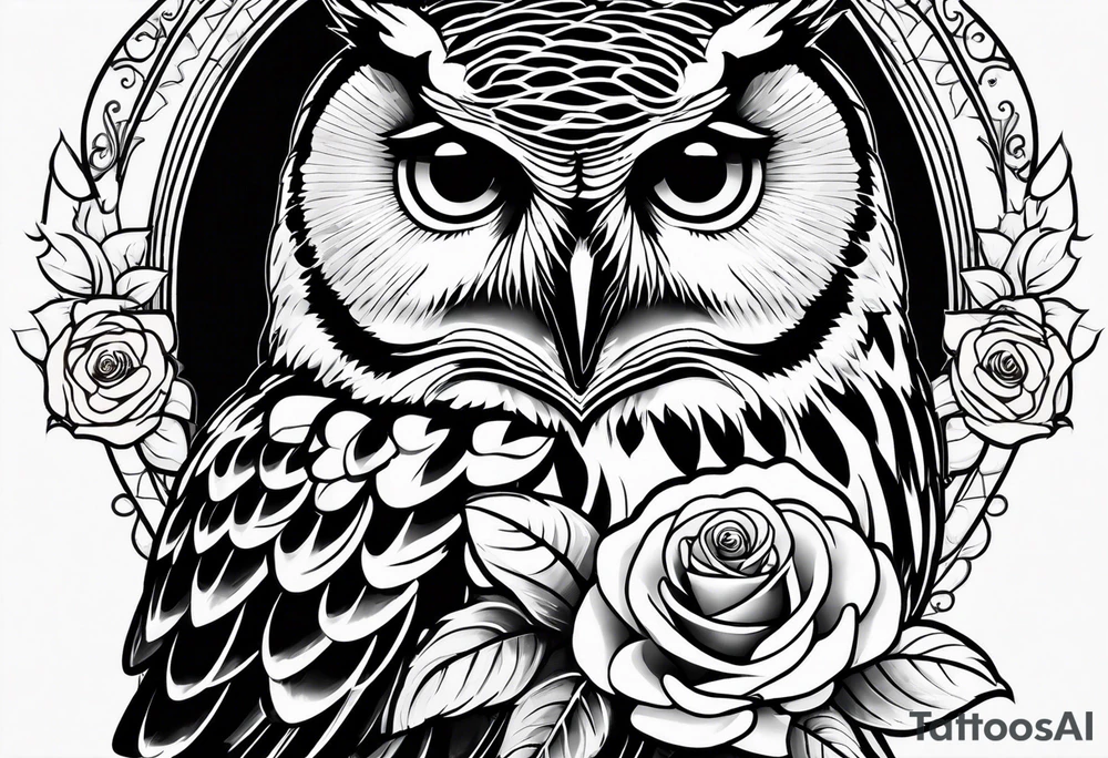 Barred owl and a rose tattoo idea