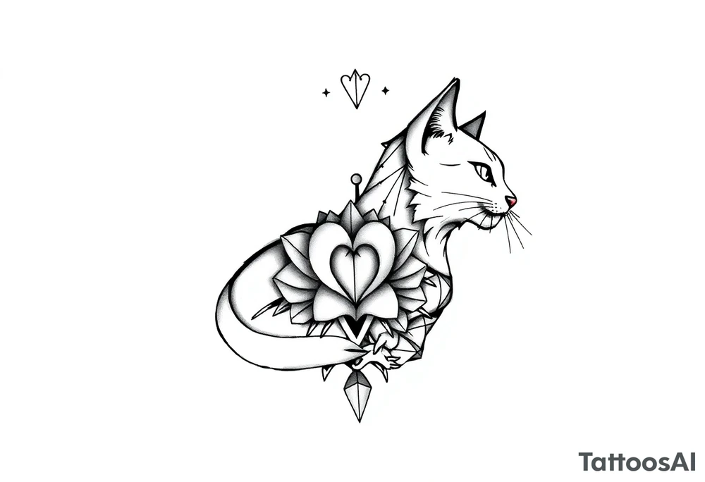 Pata de gato e coração tattoo idea