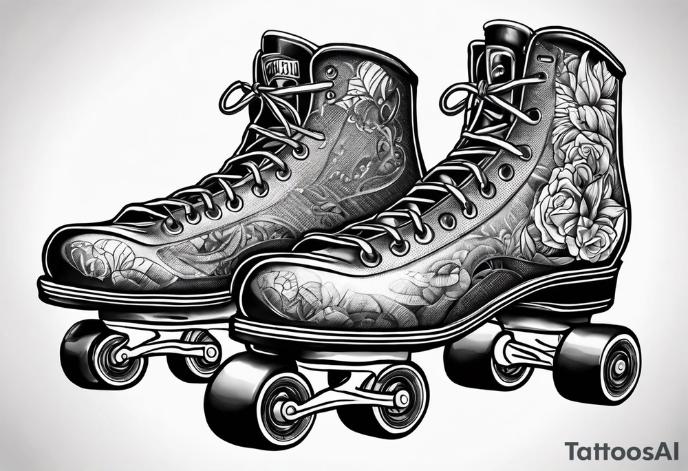 Pair of new school rollerskates tattoo idea