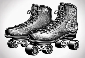Pair of new school rollerskates tattoo idea
