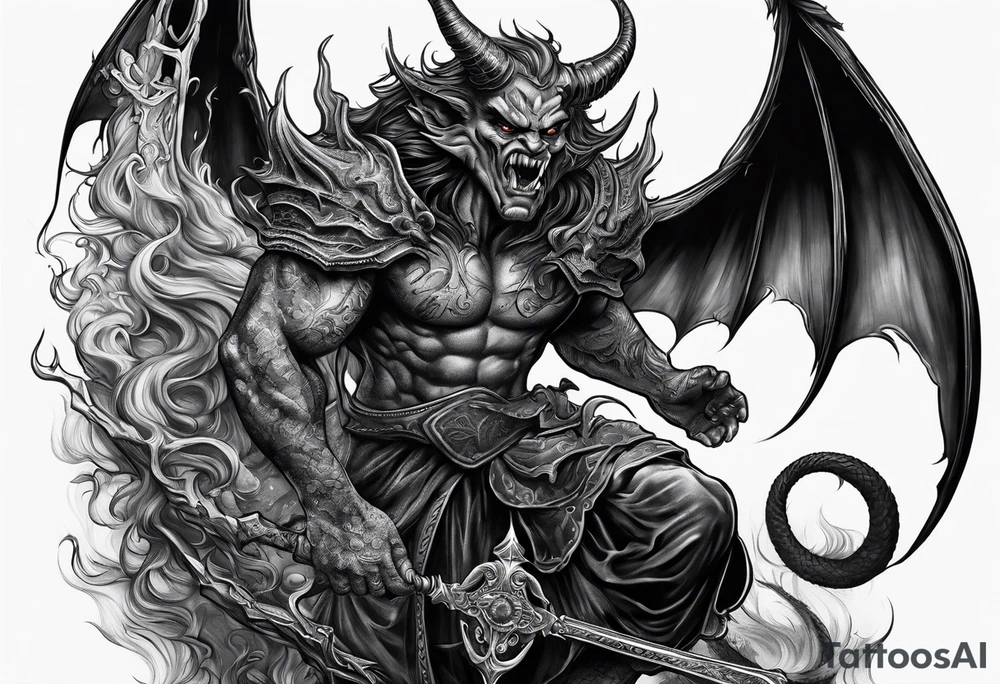 Demon stalking a boy tattoo idea