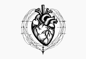 the words “i keep a close eye on this heart of mine” with barbed wire wrapped around it for a long spine tattoo tattoo idea