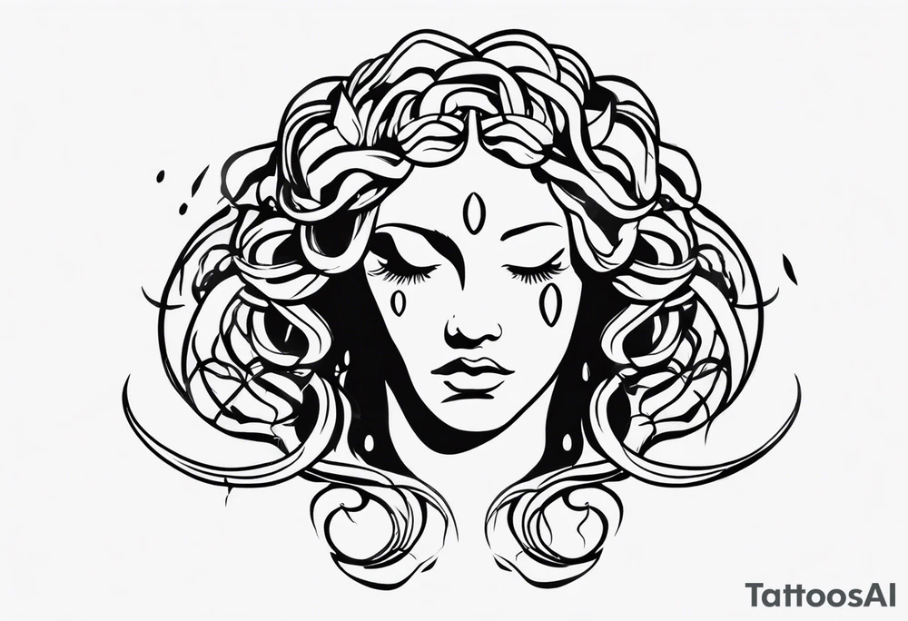 Broken medusa head with tears tattoo idea