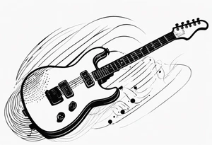 electric guitar with distorted audio wave coming out of cable plug tattoo idea