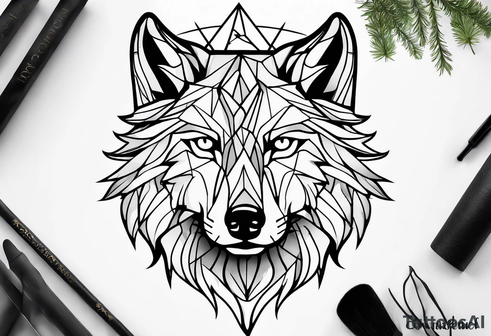 outline of a wolf tattoo idea