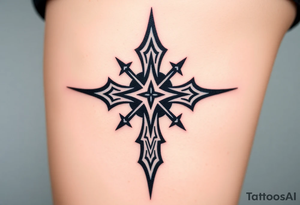A black upside down cross tattoo idea
