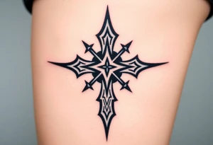 A black upside down cross tattoo idea