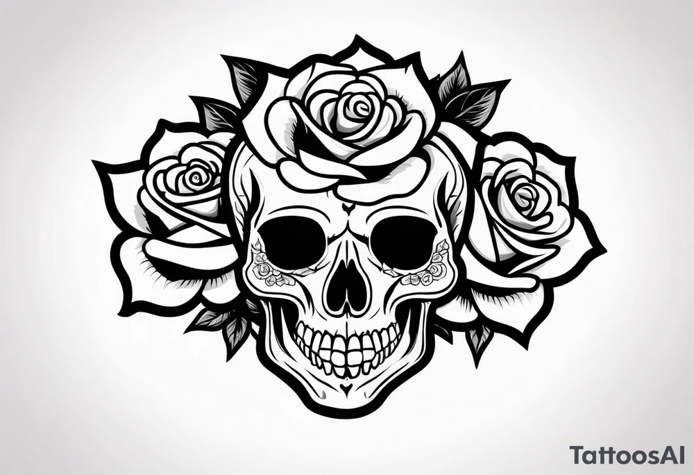 skull and roses tattoo idea