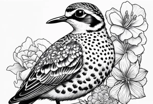 Pacific golden plover with Hawaiian flowers tattoo idea