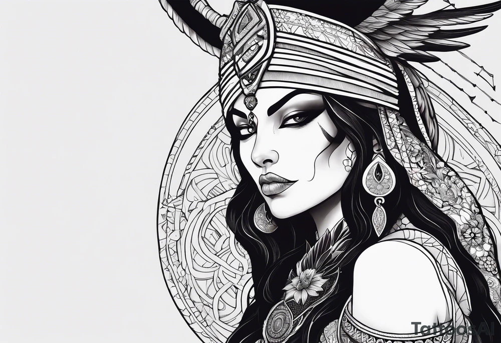 kali ma, alien goddess, valkrye, aries, pirate, divine feminine, zenza resonance, pachamama, lotus azul, blank panther, eagle, skull, 5D, nueva gaya, dna 12 tattoo idea